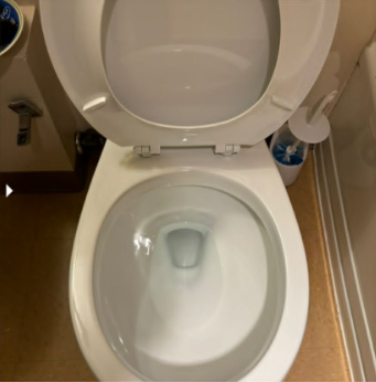 Toilet after deep cleaning in Abbotsford. Spotless white bowl and clean floor